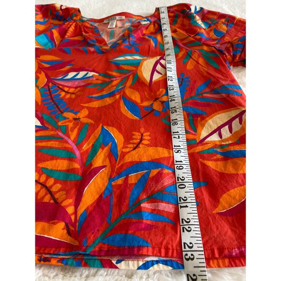 Spense Petite‎ Cotton Orange Floral Tiered 3/4 Sleeve Blouse Sz PM - Picture 5 of 9